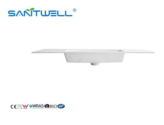 SWJ1200 OEM Easy Clean Acceptable Artificial Stone Basins Matt White Rectangle Shape Semi-Counter Sinks
