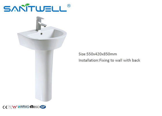 Modern OEM Bathroom Ceramic Pedestal Hand Wash Basin  Temperature > 1280 °C
