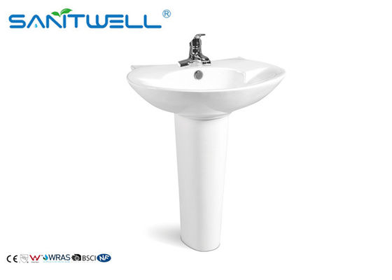 White Bathroom Oval Wash Basin Ceramic Art Sink 700*500*780 mm Size