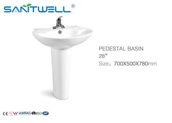 White Bathroom Oval Wash Basin Ceramic Art Sink 700*500*780 mm Size