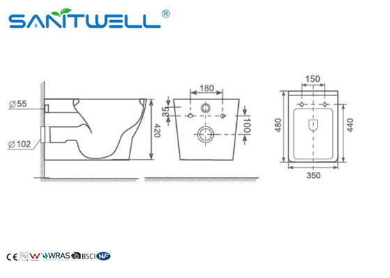 Washdown commercial wall hung toilet  Popular modern glossy porcelain bath
