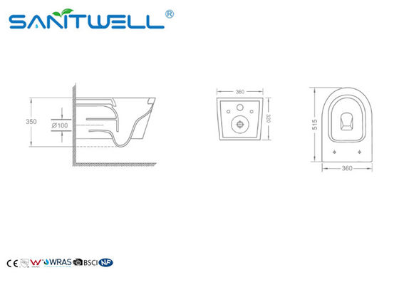 Euro wall mounted ceramic eastern style toilet washroom Two Piece Structure