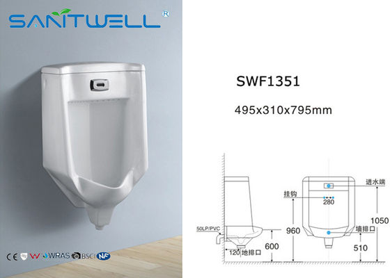 Gravity cleaning bathroom urinal  white ceramic wall hung , men at urinals