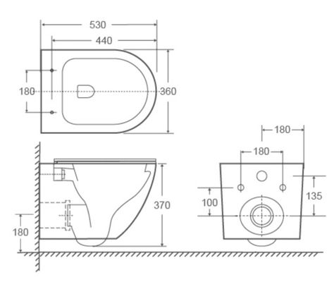 CE European Style Wall Mounted Concealed Tank D Shape Round Ceramic Wall Hung Toilet for Bathroom