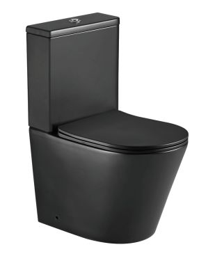 European Ceramic Matt Black Color Close Coupled Two Piece Toilet Manufacture Rimless Wash Down Flush