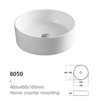 Countertop Bathroom Ceramic Round Hand Wash Basin Vanity for Hotel Bathroom Ceramic Sink