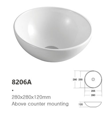 Modern Small Size Round Bowl Shape Above Counter Mounting Ceramic Washbasin for Bathroom