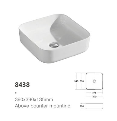 Modern Design Square Ceramic Counter Top Mounted Basin Bathroom Hand Wash Basin