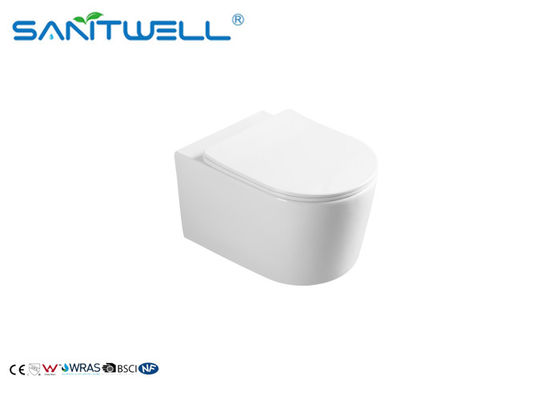 Rimless Ceramic Wall Mounted Toilet Gravity Flushing With White Color