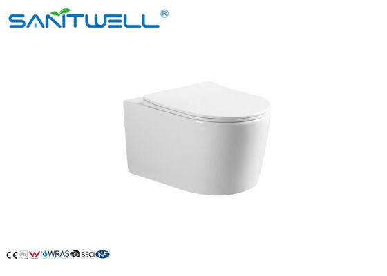 Rimless Ceramic Wall Mounted Toilet Gravity Flushing With White Color