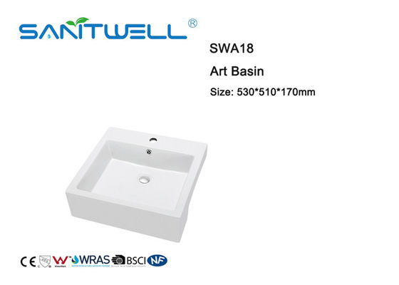 Home / Hotel Bathroom Ceramic Countertop Basin With Standard Size 530 * 510 * 170mm