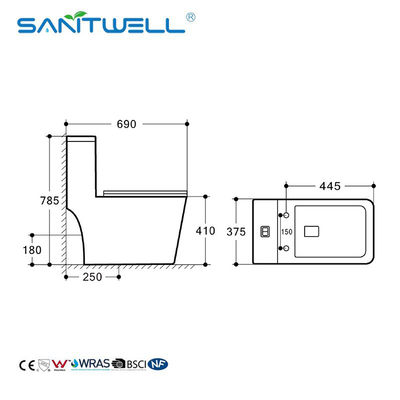 Sanitary Modern Chaozhou WC Bowl Wash Down ONE Piece Floor Toilet SWM8616