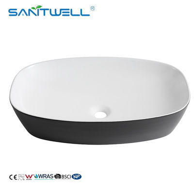 AB8483A-WB Modern rectangular shape color bathroom sink matt black and white ceramic basin
