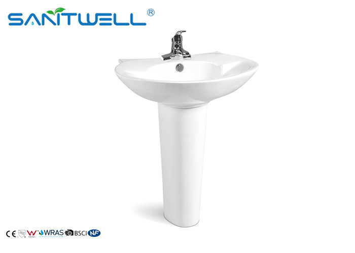 White Bathroom Oval Wash Basin Ceramic Art Sink 700*500*780 mm Size