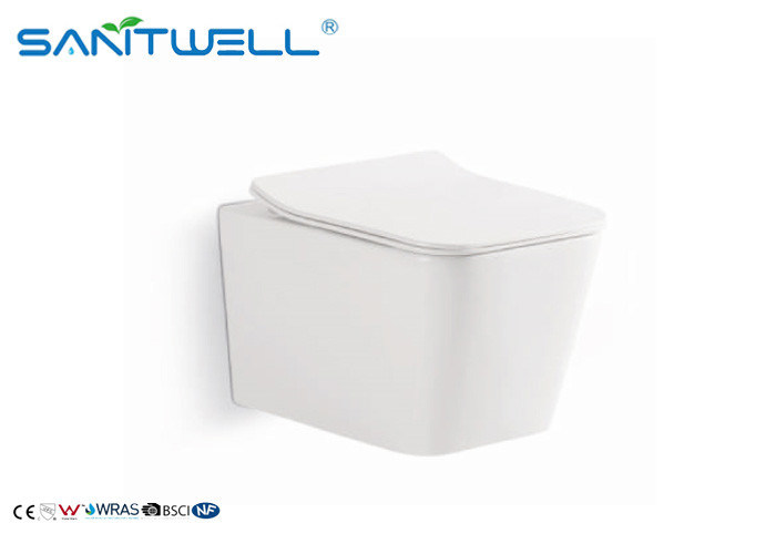 Ceramic Square Wall Hung Toilet  European Water Closet 515*360*350 mm Size