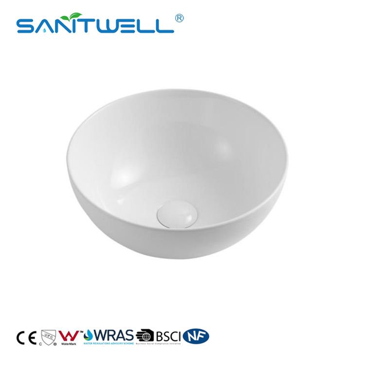 European Small Round Smooth Surface Porcelain Counter Top Ceramic Washbasin