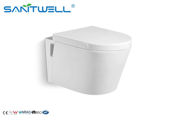 Ceramic Wall Hanging Commode SWC825 / Water Saving Toilets  White Color